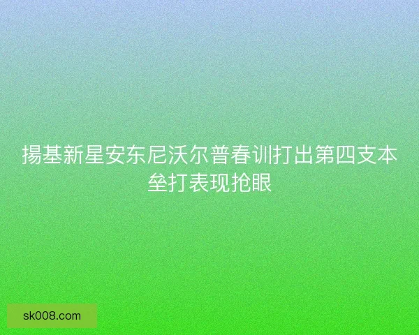 揚基新星安东尼沃尔普春训打出第四支本垒打表现抢眼